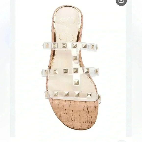 Jessica Simpson Shoes - Jessica Simpson clean pvc rock stud cork sandal slide size 5